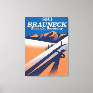 Impressão Em Tela Brauneck Bavaria, poster de esqui vintage.