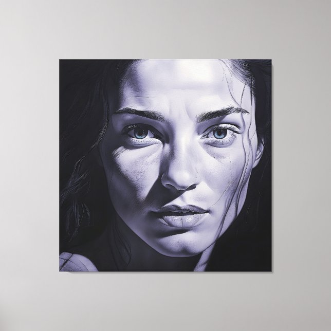 Impressão Em Tela "Brianna Blue" Mulheres Em Carvão (Frente)