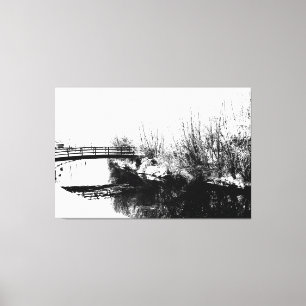 Impressão Em Tela Bridge and Stream Winter 60x40 (150x100cm) waccn