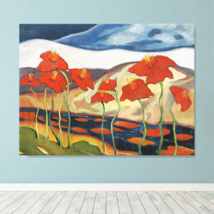 Impressão Em Tela Brilhante e Alegre, Paisagem com Flores,