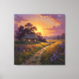 Impressão Em Tela Brilho do Campo - Paisagem em Estilo Pintura