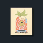 Impressão Em Tela "Bring Earmuffs!" Screaming Mandrake Graphic<br><div class="desc">Add a dose of magical humor to your collection with this playful “Bring Earmuffs!” design. Featuring a hand holding a mandrake mid-pull — roots wriggling and mouth wide open — this bold illustration captures one of the most unforgettable lessons from Herbology class. With its vintage-inspired color palette and retro poster-style...</div>