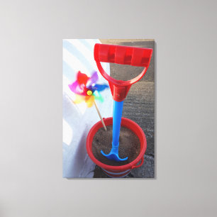 Impressão Em Tela Brinquedos brilhantemente coloridos da praia