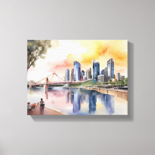 Impressão Em Tela Brisbane watercolor art