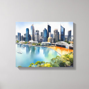 Impressão Em Tela Brisbane watercolor art