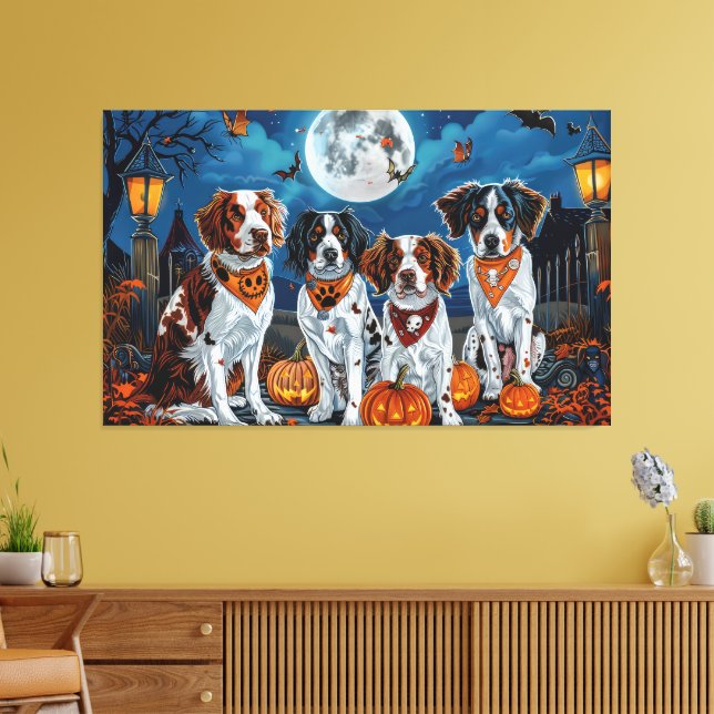 Impressão Em Tela Brittany Spaniel Halloween Spooky (Insitu(Sala de estar))