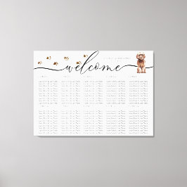 Impressão Em Tela Brown Cavapoo cachorrinho Bem-vindo Números de Mes
