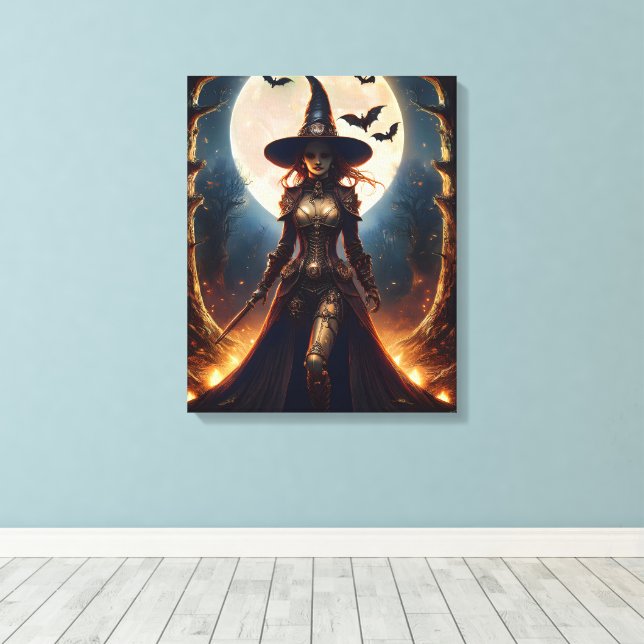 Impressão Em Tela Bruxa da Floresta Steampunk do Halloween (Insitu(piso de madeira))