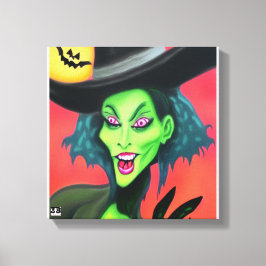 Impressão Em Tela Bruxa de Halloween Caprichosa