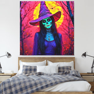 Impressão Em Tela Bruxa do Halloween com Design