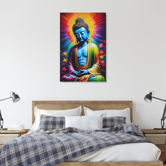 Impressão Em Tela Buda Raios Sagrados de Paz (Insitu(Quarto))