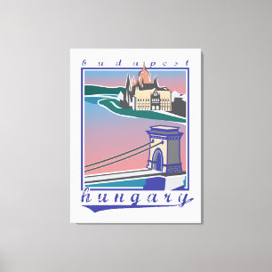 Impressão Em Tela Budapest, Hungria, Ponte das Correntes, Cartaz ant