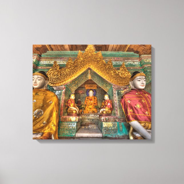 Impressão Em Tela Budas Em Um Templo (Frente)