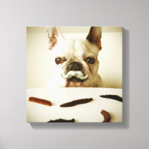 Impressão Em Tela Buldogue francês com um bigode