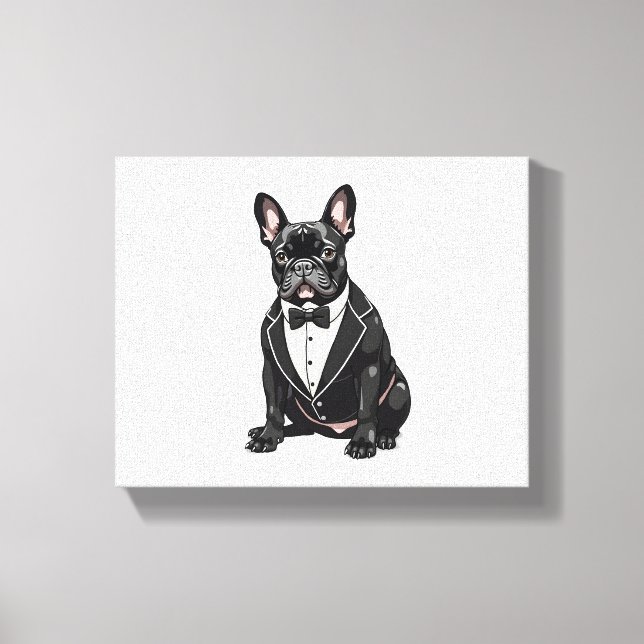 Impressão Em Tela Buldogue francês em Tuxedo (Frente)