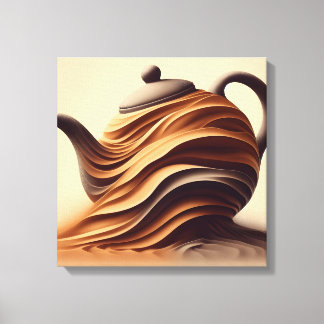Impressão Em Tela Bule de Chá Zen Minimalista Abstrato Fluido