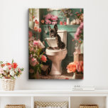 Impressão Em Tela Bulldog Francês no Toilet | Arte Francesa Bathroom<br><div class="desc">Arte com um Bulldog Francês brincalhão,  desfrutando de um banheiro dentro de um banheiro cheio de flores bonitas. Este trabalho de arte charmoso adiciona um toque de calor e personalidade ao seu espaço,  fazer que ele se sinta mais convidativo e alegre.</div>