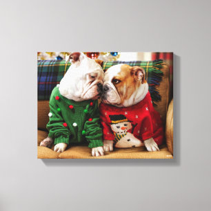 Impressão Em Tela Bulldogs de Natal em Suéteres