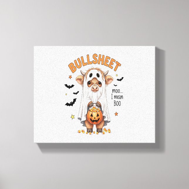 Impressão Em Tela Bullsheet Highland Cow Funny Ghost (Frente)