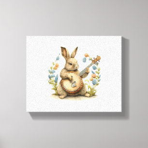 Impressão Em Tela Bunny Jogando Banjo Guitarra coelho
