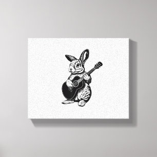 Impressão Em Tela Bunny Jogando Páscoa Acústica De Violão, Mulheres