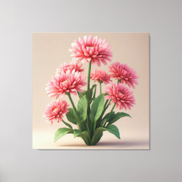 Impressão Em Tela Buquê de Crisântemos Rosa Brilhante