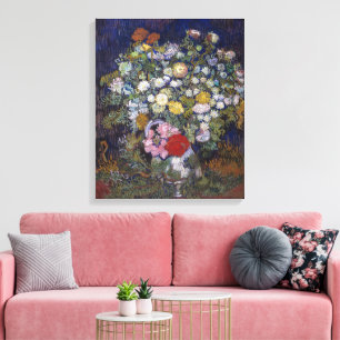 Impressão Em Tela Buquê de Flores num Vaso Van Gogh