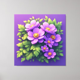 Impressão Em Tela Buquê de Flores Roxas Vibrantes