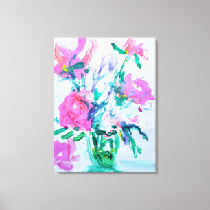 Impressão Em Tela Buquê de Flores Silvestres Rosa