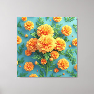 Impressão Em Tela Buquê de Marigold Laranja Vibrante