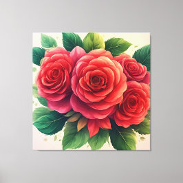 Impressão Em Tela Buquê de Rosas Vermelhas Vibrantes