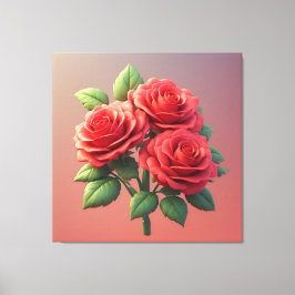 Impressão Em Tela Buquê de Rosas Vermelhas Vibrantes