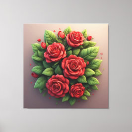 Impressão Em Tela Buquê de Rosas Vermelhas Vibrantes