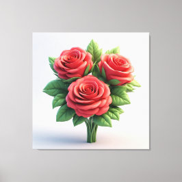 Impressão Em Tela Buquê de Rosas Vermelhas Vibrantes