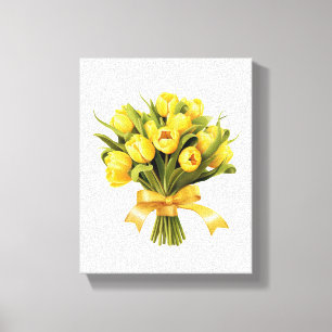 Impressão Em Tela Buquê de Tulipas Amarelas Flor Floral