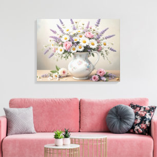 Impressão Em Tela Buquê Elegante em Vase Soft Floral