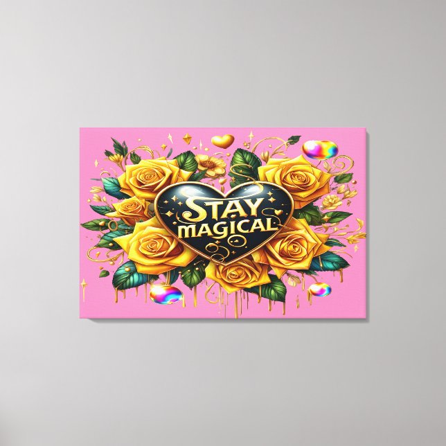 Impressão Em Tela Buquê Encantador de Rosas Ouros e Coração36x24 (Frente)