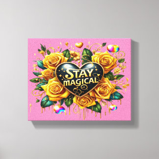 Impressão Em Tela Buquê Encantador de Rosas Ouros E Coração 10x8