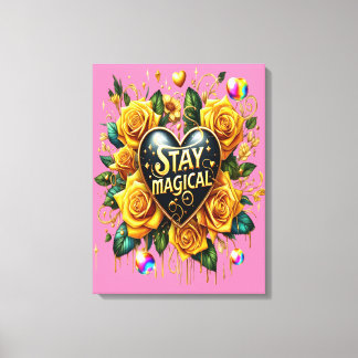 Impressão Em Tela Buquê Encantador de Rosas Ouros e Coração 18x24