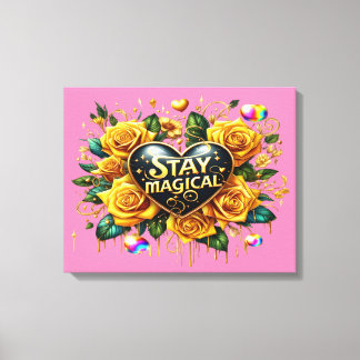 Impressão Em Tela Buquê Encantador de Rosas Ouros e Coração 20x16