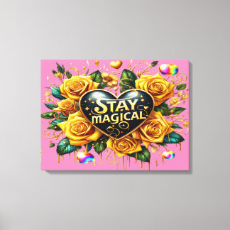 Impressão Em Tela Buquê Encantador de Rosas Ouros E Coração 24x18