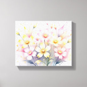 Impressão Em Tela Buquê Floral Elegante Watercolor