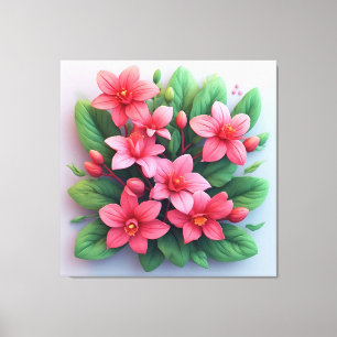 Impressão Em Tela Buquê Vibrante Com Flores Rosas