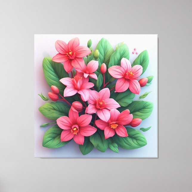 Impressão Em Tela Buquê Vibrante Com Flores Rosas (Frente)