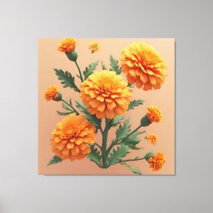 Impressão Em Tela Buquê Vibrante de Marigold Laranja