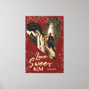 Impressão Em Tela Burgundy Dourado Love is Sweet