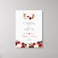 Burgundy Floral Antlers Cartões e Presentes Casame