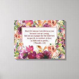 Impressão Em Tela Burgundy Floral Christian Bíblia Timothy Youth