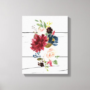 Impressão Em Tela Burgundy Floral Elegante Russo