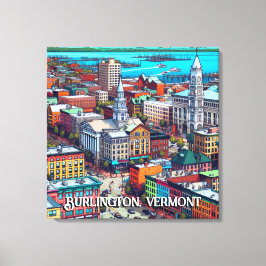Impressão Em Tela Burlington, Arte de Estilo de Quadrinhos Vermont
